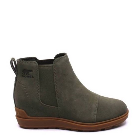 NEW SOREL women's evie ii chelsea boot in stone green NEW 9 - Picture 2 of 3